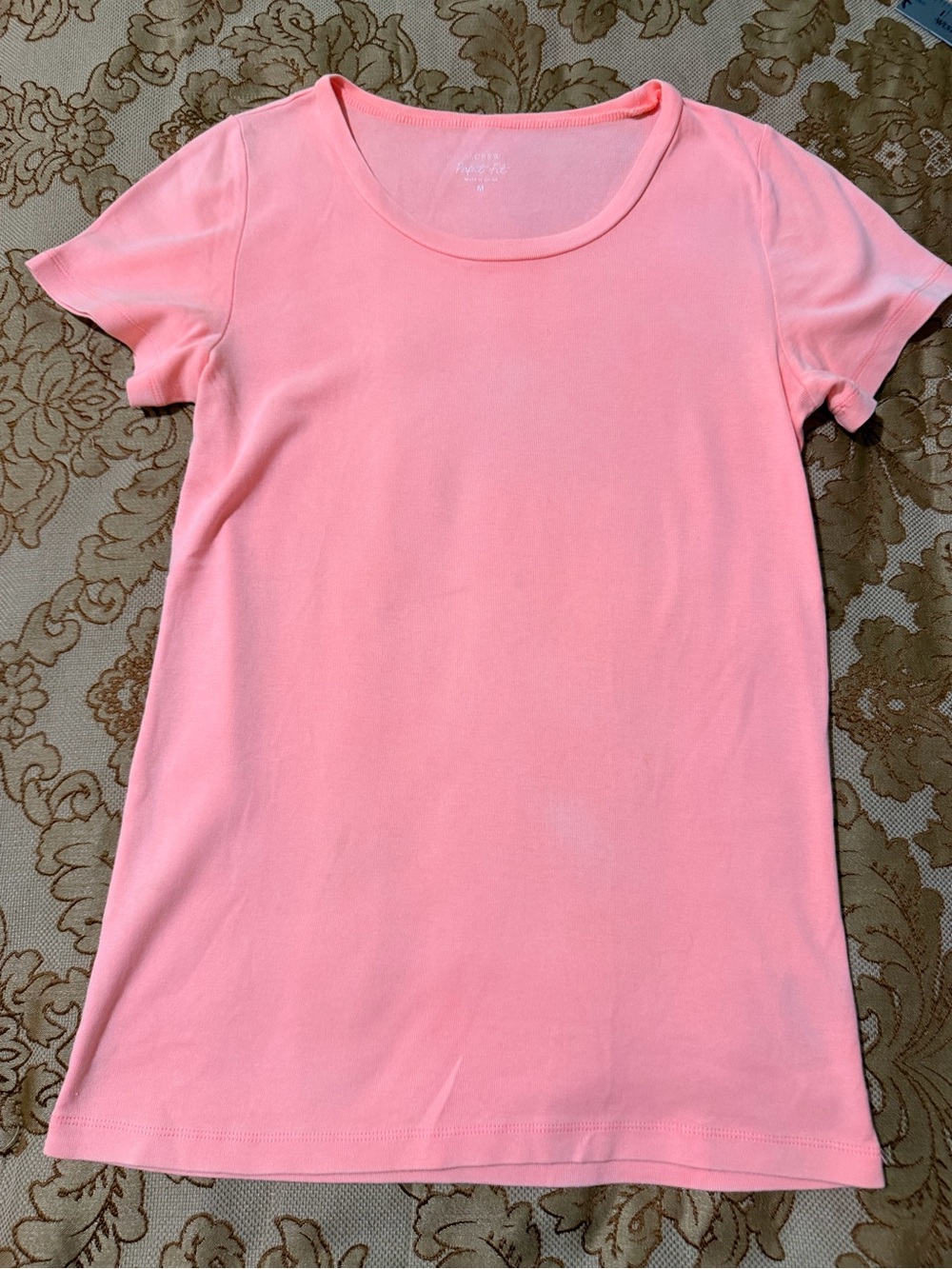 J. Crew Perfect Fit Cotton Short Sleeve Crew Neck Tee, Peach Color, Sz M - Picture 9 of 10